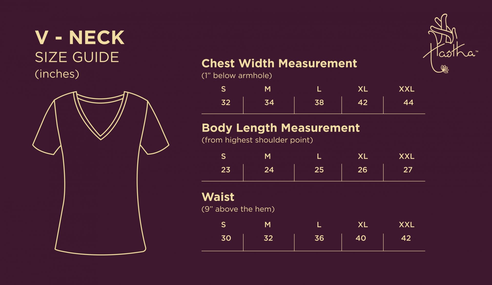 Women's T-shirt / Tops size chart